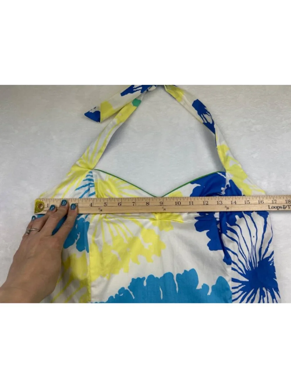 Lilly Pulitzer Halter Blue Green Dress Women's 12 Floral Vacation Sundress - Picture 12 of 12